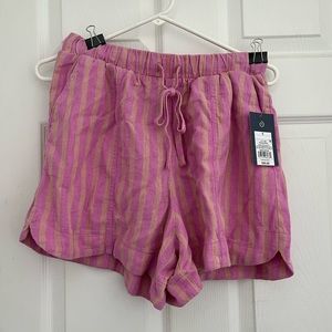 High Rise Linen Pull On Shorts